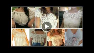 Trendy designer Cute crochet lace flower pattern women fashion crop top blouse dress design ideas