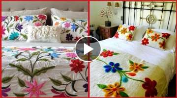 Top Class Hand Embroidered Bedsheets Designs // Beautiful Hand Embroidery Pattern For Bedsheets