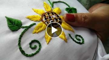 Hand Embroidery | Fish bone stitch | Sunflower style | Modern Embroidery | Soma Pati