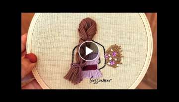 Step by Step Hair Embroidery Tutorial for Beginners / Beautiful Girl Embroidery Tutorial / Gossam...