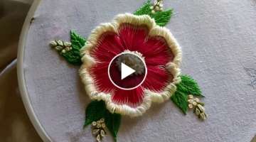 Hand embroidery/Amazing flower design with button hole stitch for beginners.