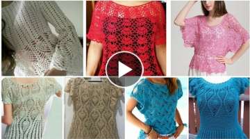 Trendy designer crochet knitted pineapple leaves pattern women fashion beggie blouse dress design