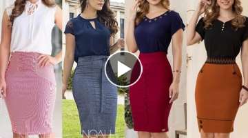Pencil skirts with blouses /Professional Women's outfits collection 2021/high waisted skirts