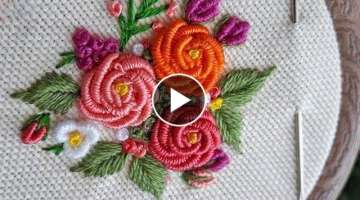 Hand Embroidery, Easy Flower Embroidery | Hand embroidery designs | Flower Ideas with Tricks