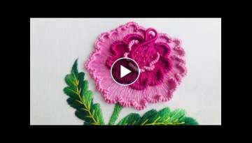 Hand Embroidery: Brazilian Embroidery Flower - Kanzashi Flower Embroidery - Bed sheet Embroidery