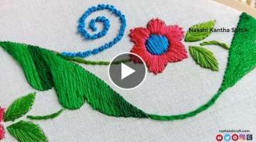 Beautiful Borderline Design Hand Embroidery Tutorial, Phulkari dress border design, Simple design