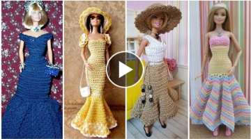 stylish Barbie crochet Mermaid tail Dress/#crochet long dress patterns for Barbie dolls