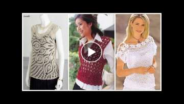 Trendy stylish hand knitted crochet bolero lace pattern top blouse dress for fashion college girl...