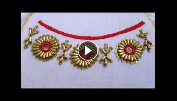 Neck Design/Dress Design by Mirror Work with Bead | Hand Embroidery Designs #35