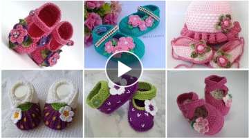 Crochet Knitted New Born Baby Shoes Designs Patterns