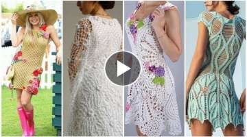 Trendy designer granny pattern crochet middy dress design for ladies/summer top blouse