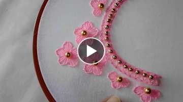 Hand Embroidery: Neck line embroidery design,Hand Embroidery