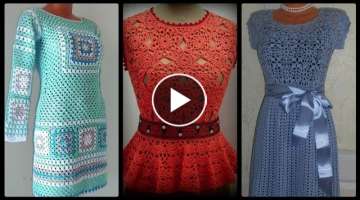 Trendy fashion hand knitted crochet blouses//tops//skater dress design for women fashion