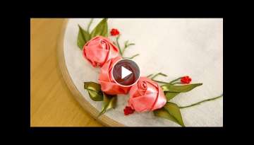 DIY Ribbon Rose Tutorial: Embroidery Flowers | Цветы из лент
