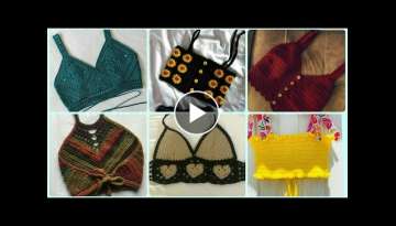 Trendy Designer Cute Crochet Flower Pattern||Women Fashion Crop Top Blouse Dress Design\Ideas