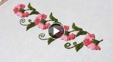 Hand embroidery border design for dress || Latest borderline design by Nakshi katha