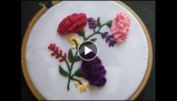 Hand Embroidery - Carnation Flower Stitch Hand Embroidery For Beginners