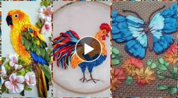 Silk Ribbon Embroidery Roses Patterns Butterfly Hen Spparow Birds Designs