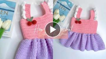 ???? How To Crochet Baby Dress | 0-3 Month Baby Dress ????
