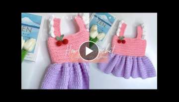 ???? How To Crochet Baby Dress | 0-3 Month Baby Dress ????