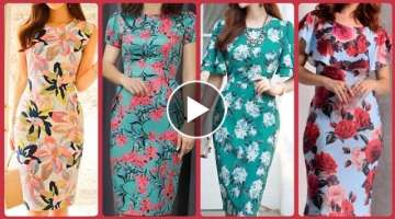 elegant casual printed slim fit bodycon outfits styles/pencil floral dress