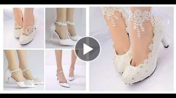 Wedding Shoes For Brides #White Sandals #Bridal Heels Design=FSBS
