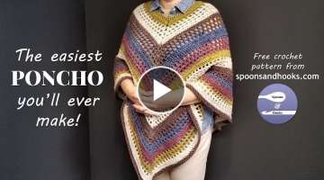 The easiest poncho you'll ever make (free crochet pattern)
