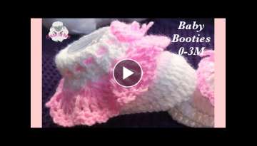 Easy crochet cuffed baby booties for beginners - Newborn, 0-3 month, 3-6M by Crochet for Baby #18...