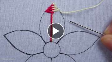 hand embroidery amazing color layering double needle work flower design modern hand embroidery