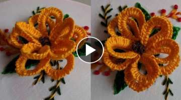 2020 Amazing Hand Embroidery 3d flower design Design tutorial | New Brazilian Stitch Flower Desig...