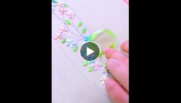 Sewing leaves with ribbon