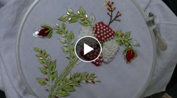 Hand embroidery designs. Beads padded lace stitch. Hand embroidery stitches tutorial.