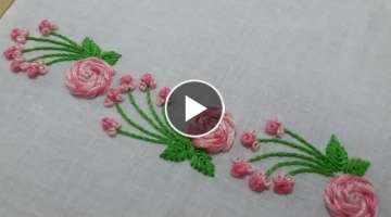 Rose flower design, side motif, border pattern, easy and beautiful
