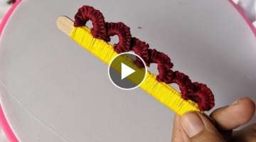 Amazing Hand Embroidery flower design trick with ice cream stick.New 3d Hand Embroidery flower id...