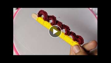 Amazing Hand Embroidery flower design trick with ice cream stick.New 3d Hand Embroidery flower id...
