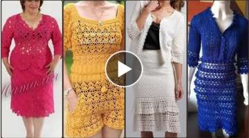 Top Wonderful latest trendy easy crochet handknit skirts blouse top pattern designs for woman