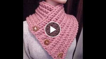 How to crochet A BUTTONED WRAP SCARF COWL, crochet pattern, vid # 979