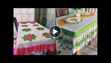 Latest Beautiful And Outstanding Crochet Table Cloth Design And Idea's