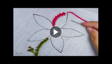 hand embroidery easy beads creation, beaded flower embroidery design