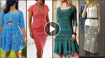 Mout beautiful impressive latest easy crochet handknit skirts blouse top pattern designs for woma...