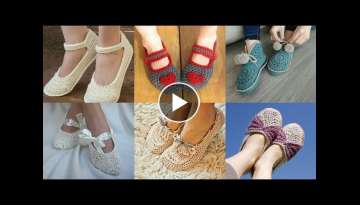 So attractive and unique crochet ladies slippers ideas // Crochet pump shoes design for women