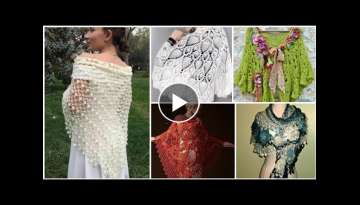 Stylish handmade crochet lace pattern bridal capelet shawl/Boho fashion Tianagle shawl for ladie...