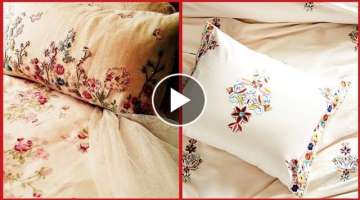 Top Class Hand Embroidered Pillow Cover Designs / Embroidery Pattern For pillow cover/Bedsheets