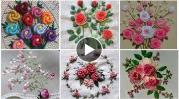 ElegantvAnd Stunnig Rose Florwers Hand Embroidery Designs For Bedsheet Cushion Mats And Many More