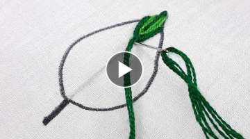 Hand embroidery leaf stitch design with fly stitch