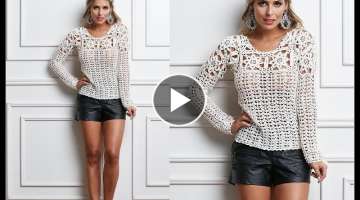Amazing FREE crochet lace pattern jumper pullover sweater.