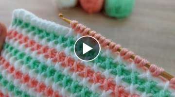 Super Very Easy Tunisian Crochet Knitting Model ???? Çok Kolay Tunus İşi Örgü Bebek Battaniy...