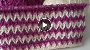 İki renkli kolay örgü modeli & Two-color easy knitting pattern