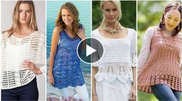 Trendy fashion hand made crochet lace flower fancy top vest blouse dress design for high fashion