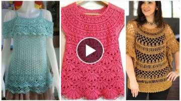 Very stylish & most fashion trending crochet knitting blouse & top designs